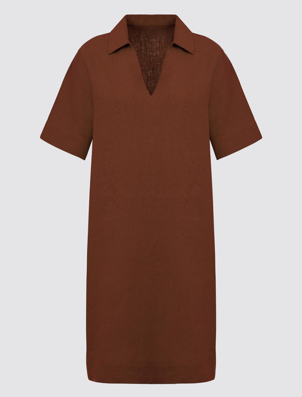 Loose Fit V-Neck Short-Sleeve Dress - 5SW062681