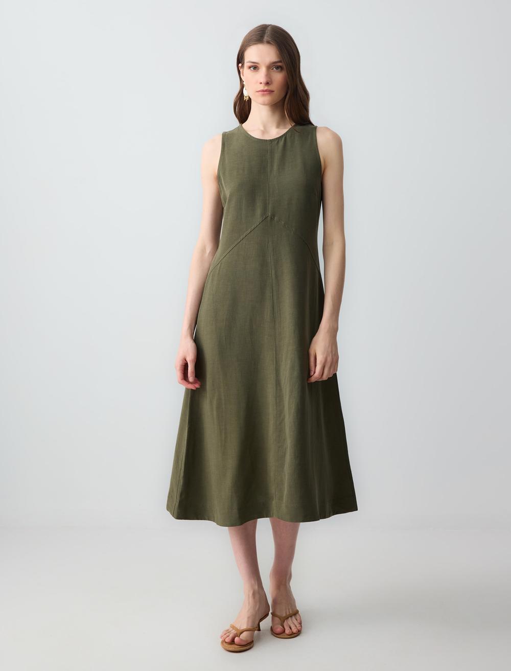 Loose Fit Crew Neck Sleeveless-Sleeve Dress - 5SW062688