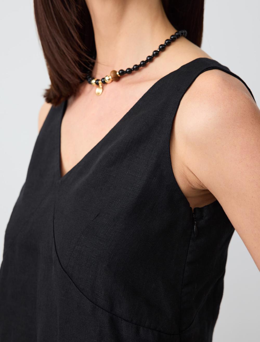 V-Neck Sleeveless-Sleeve Dress - 5SW062718