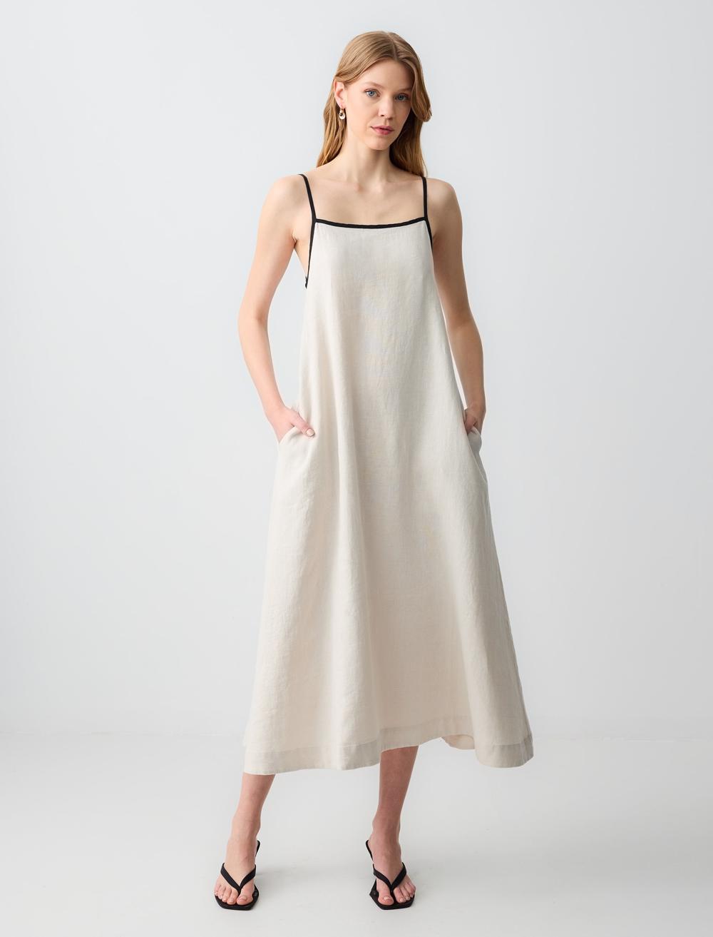 Loose Fit Spaghetti Straps-Sleeve Dress - 5SW062925