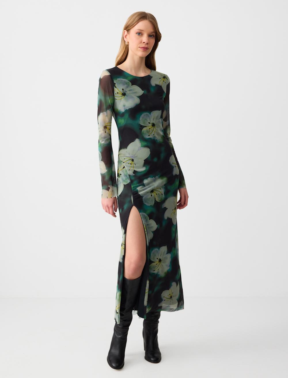 Crew Neck Long-Sleeve Dress - 5SW062999