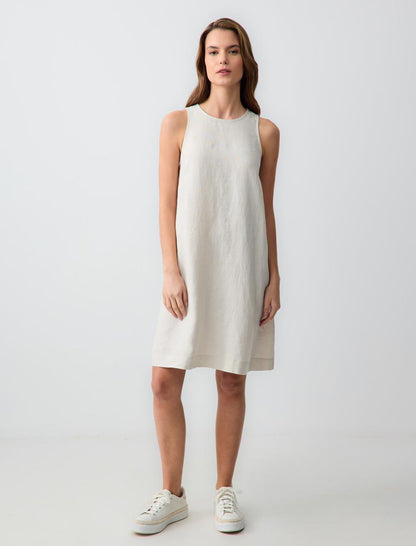 Crew Neck Sleeveless Linen Mini Dress