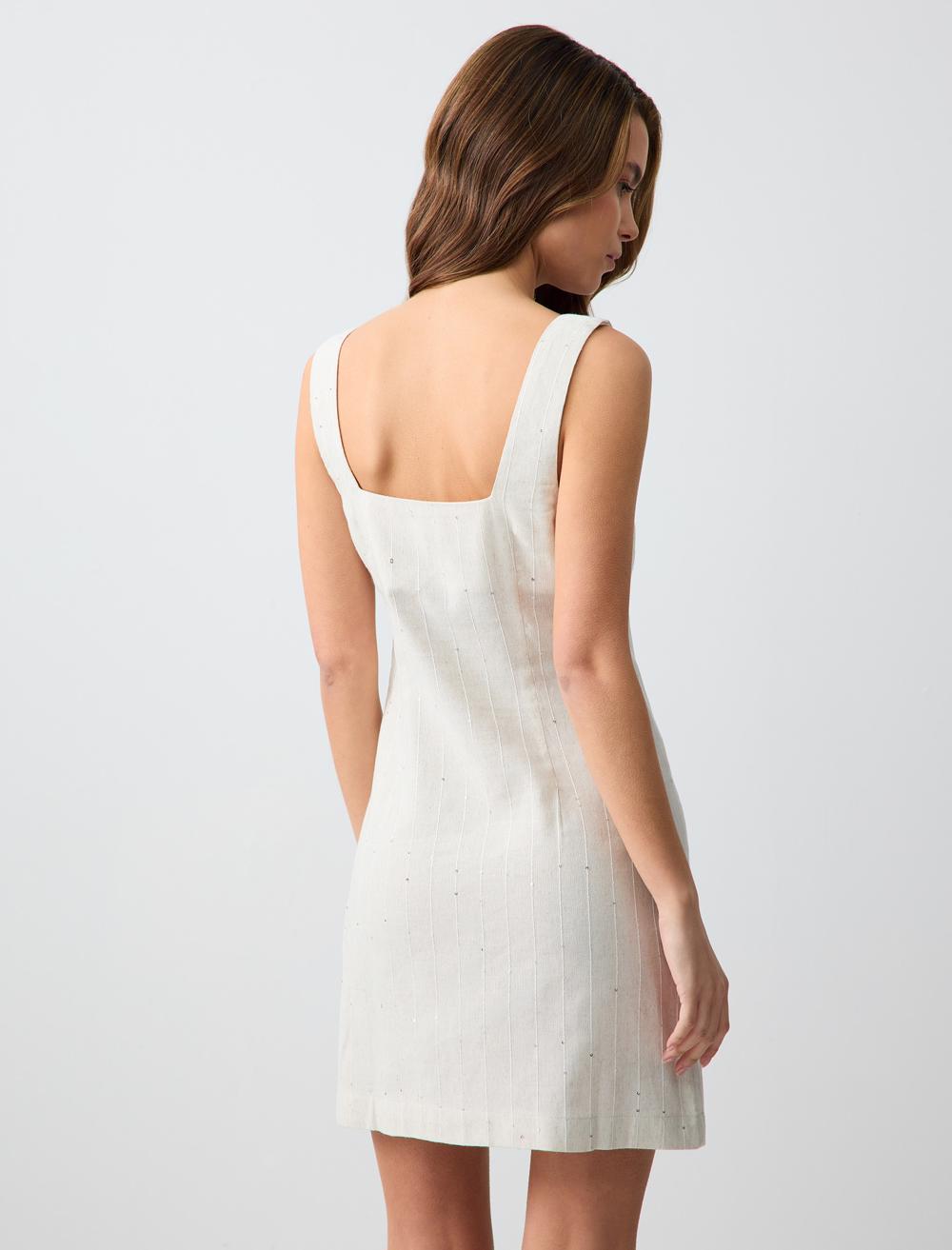 Square Neck Sleeveless-Sleeve Dress - 5SW063198