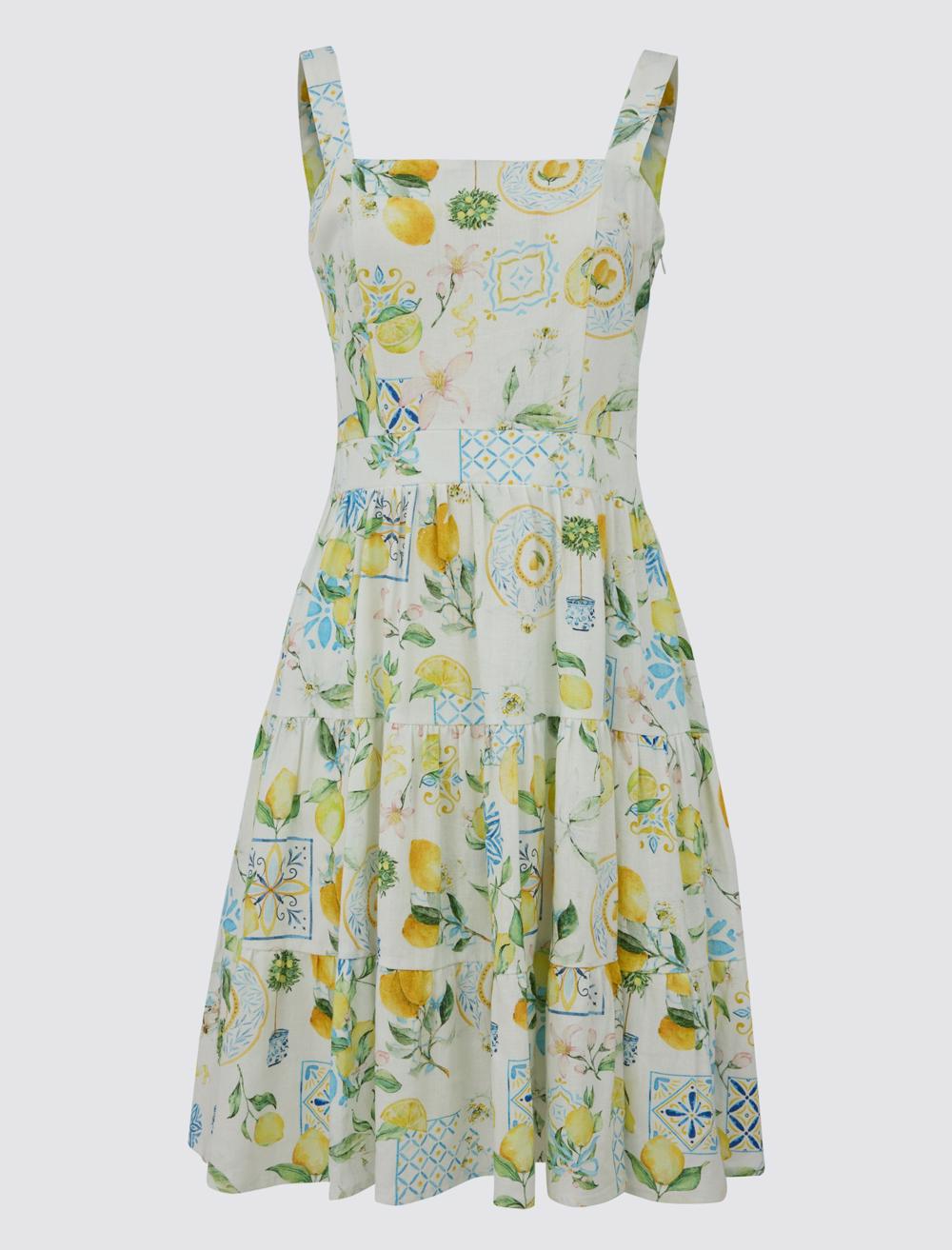 Square Neck Spaghetti Straps-Sleeve Dress - 5SW063200
