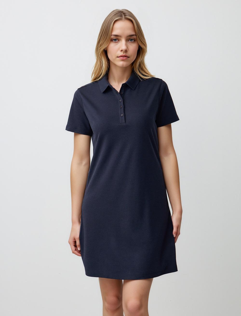 Shirt Collar Short-Sleeve Dress