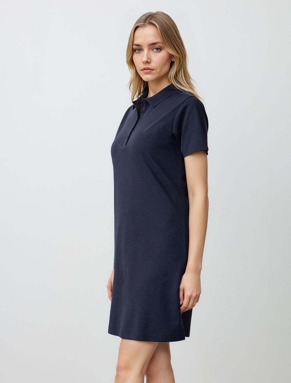 Shirt Collar Short-Sleeve Dress - 5SW063876