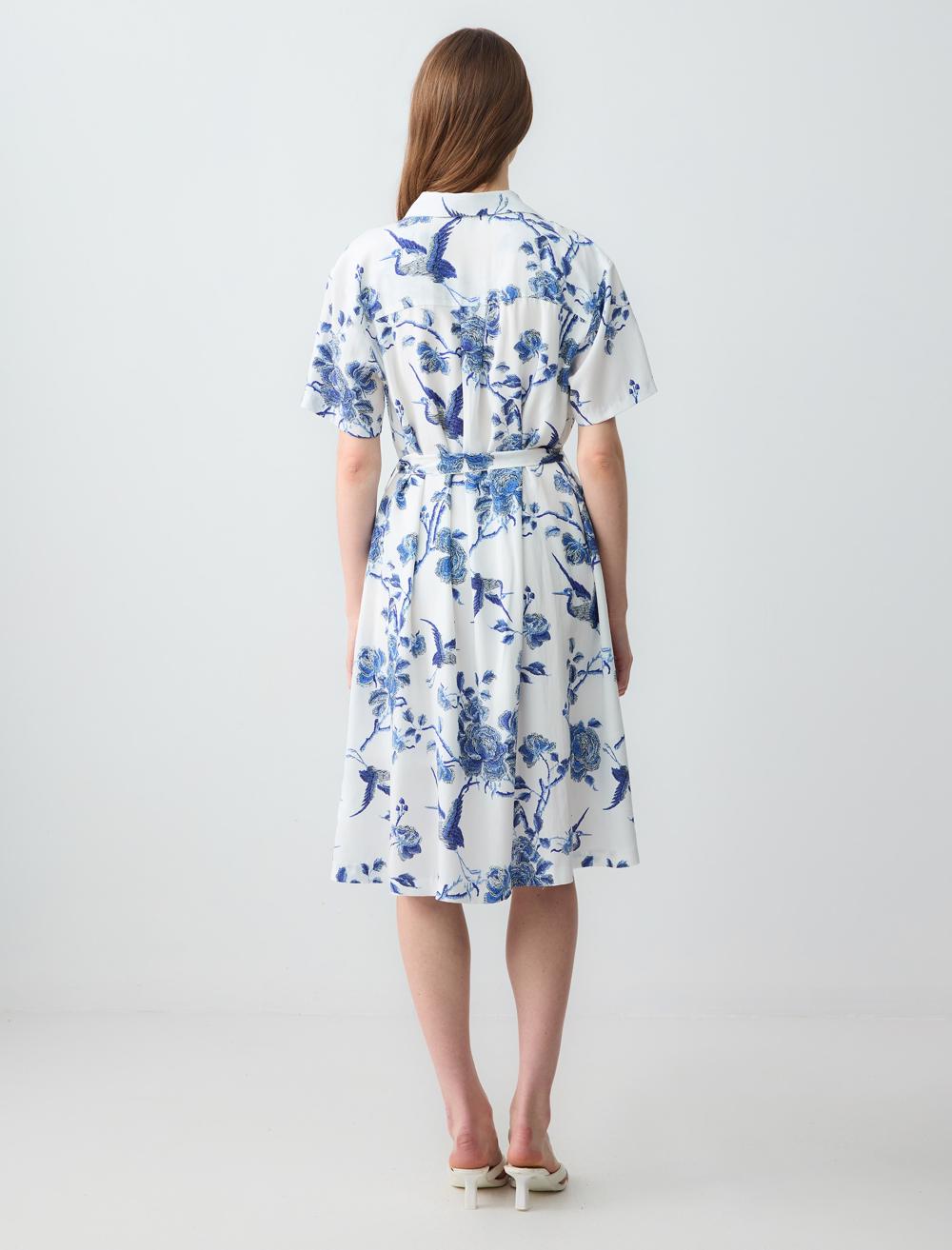 Loose Fit Shirt Collar Short-Sleeve Dress - 5SW064119