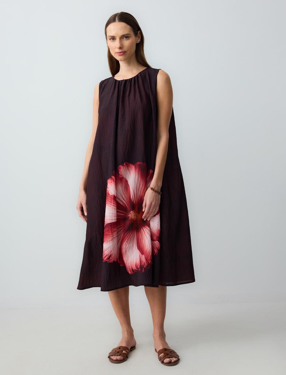 Loose Fit Crew Neck Sleeveless-Sleeve Dress - 5SW064273