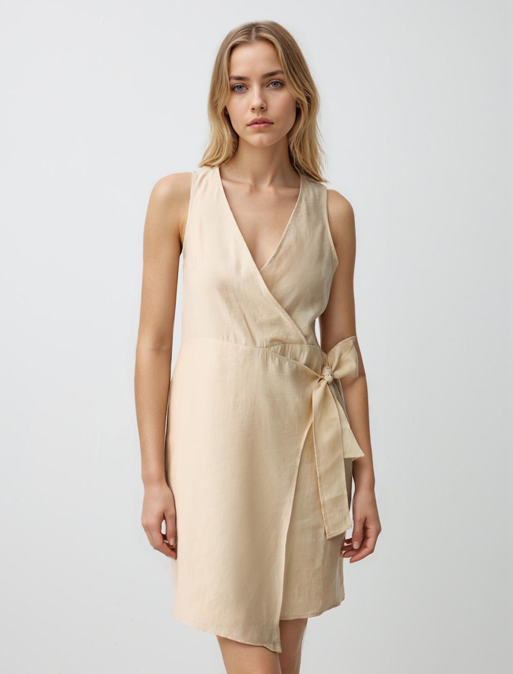 V-Neck Sleeveless-Sleeve Dress - 5SW064409