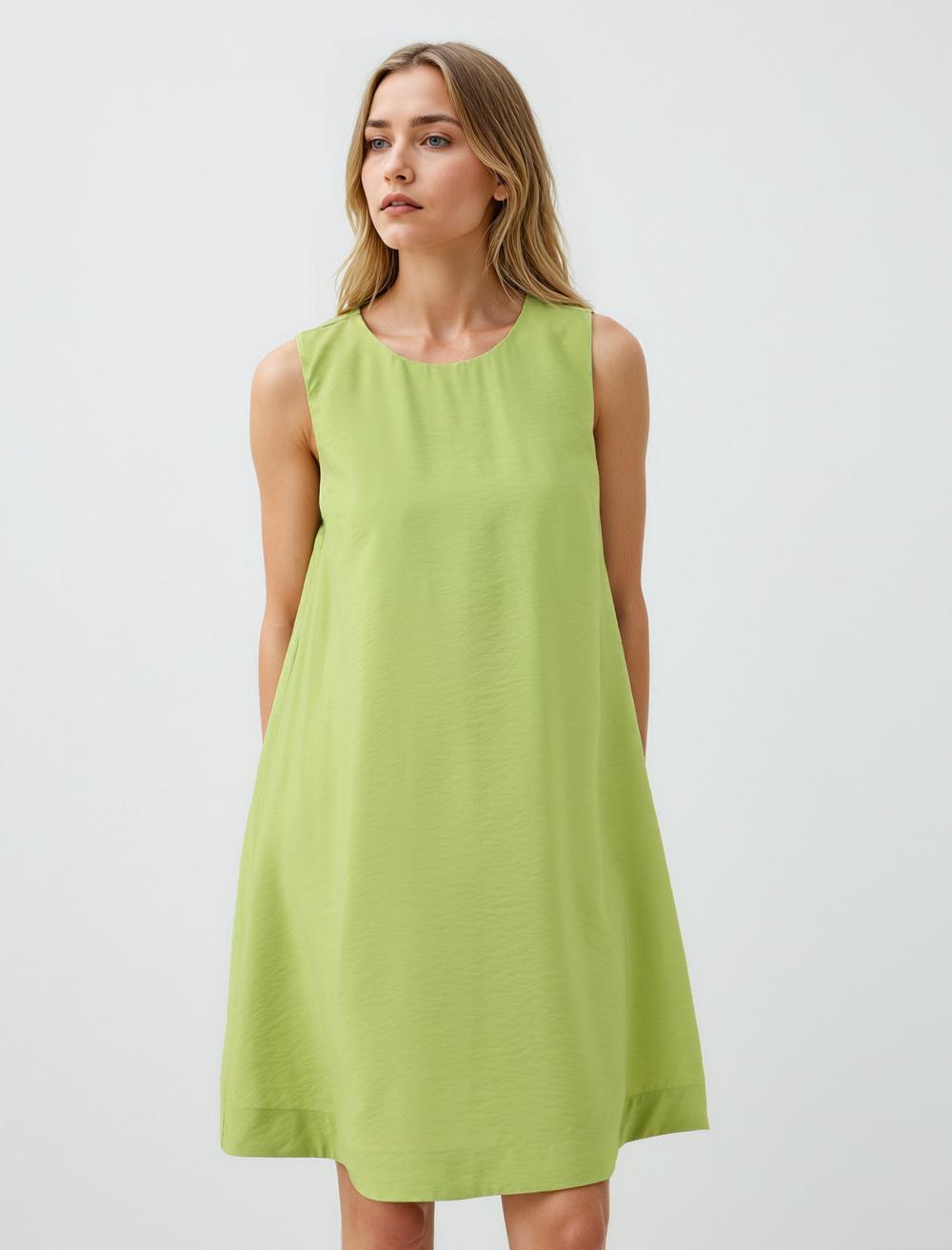Loose Fit Crew Neck Sleeveless-Sleeve Dress - 5SW064480