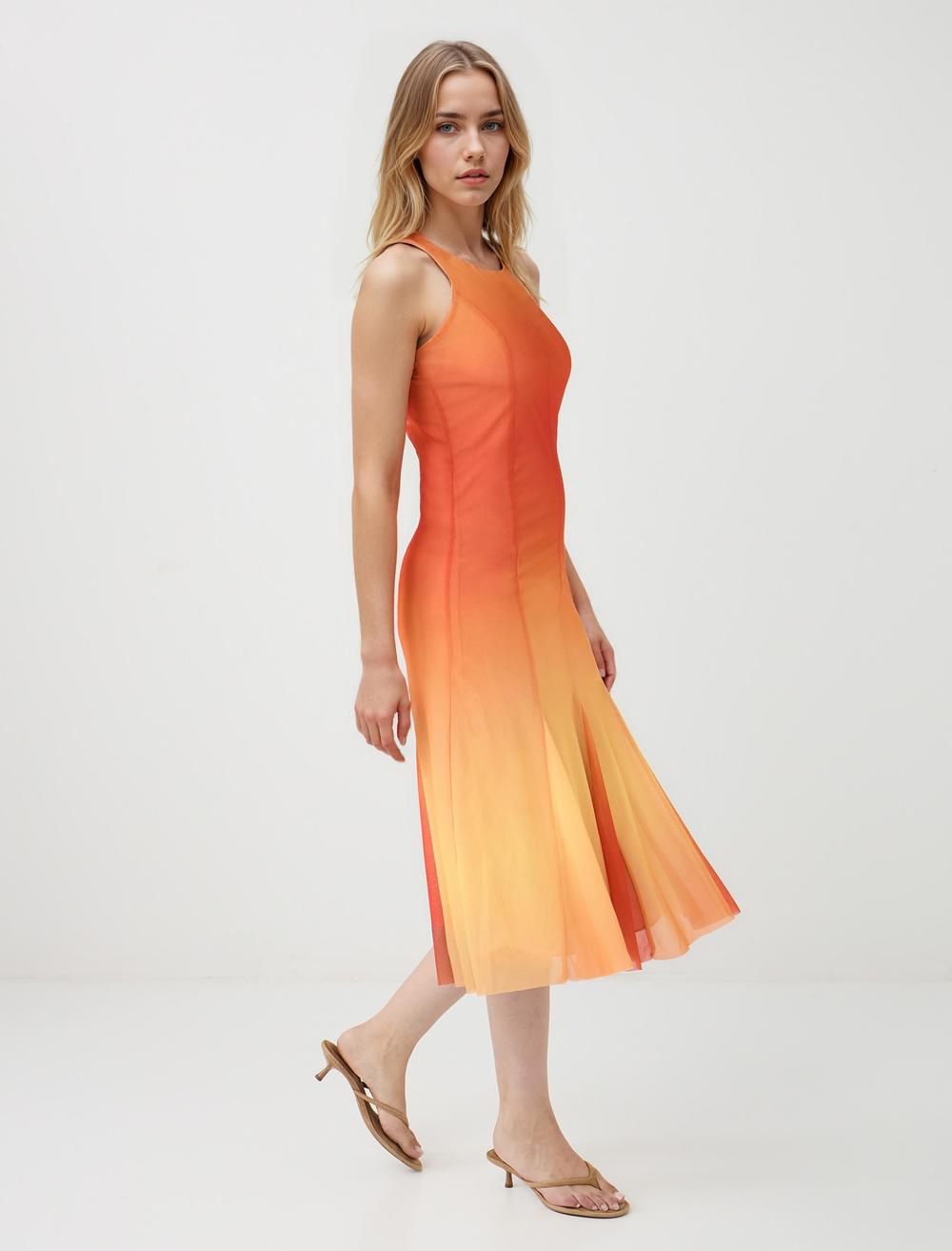 Slim Fit Crew Neck Sleeveless-Sleeve Dress - 5SW064780