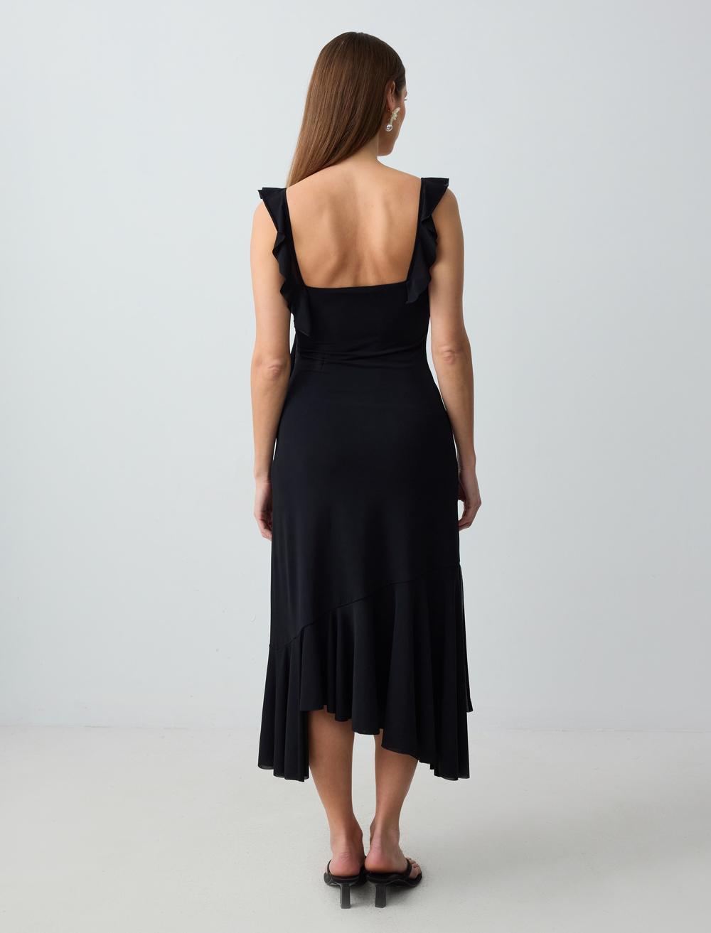 Slim Fit V-Neck Spaghetti Straps-Sleeve Dress - 5SW064786
