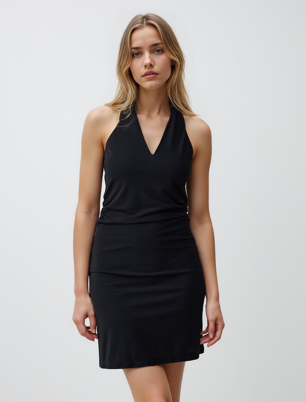 Slim Fit V-Neck Sleeveless-Sleeve Dress - 5SW064796