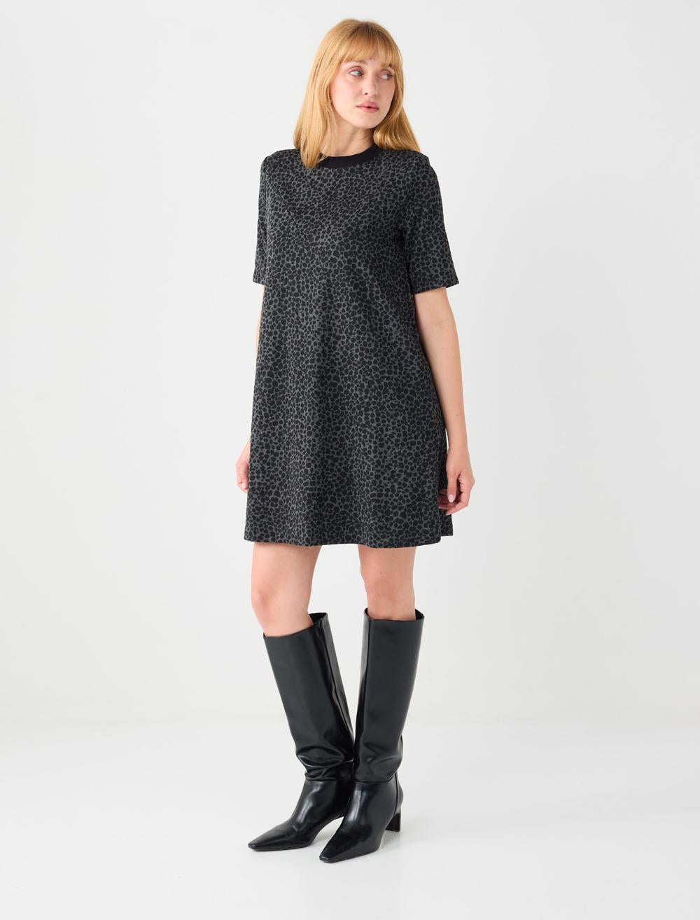 Crew Neck Dress - Black - 5WW062257900
