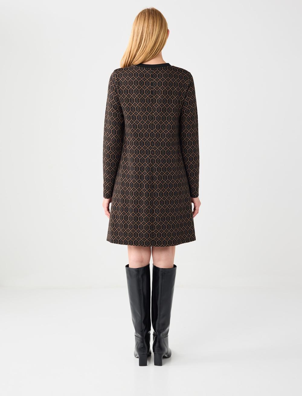 Crew Neck Long-Sleeve Dress - 5WW062258