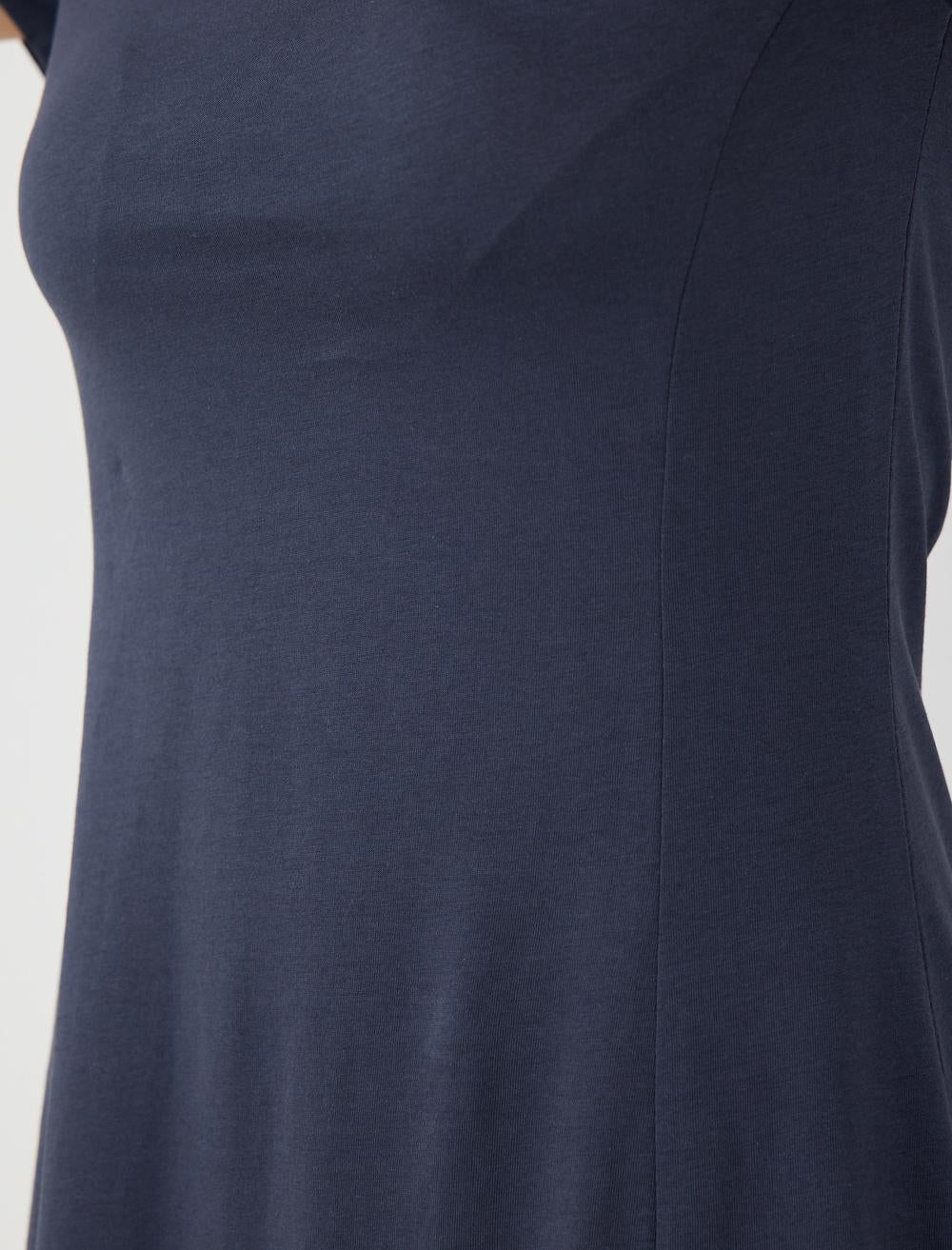 Slim Fit Off-The-Shoulder Sleeveless-Sleeve Dress - Dark Blue - 5WW065557494