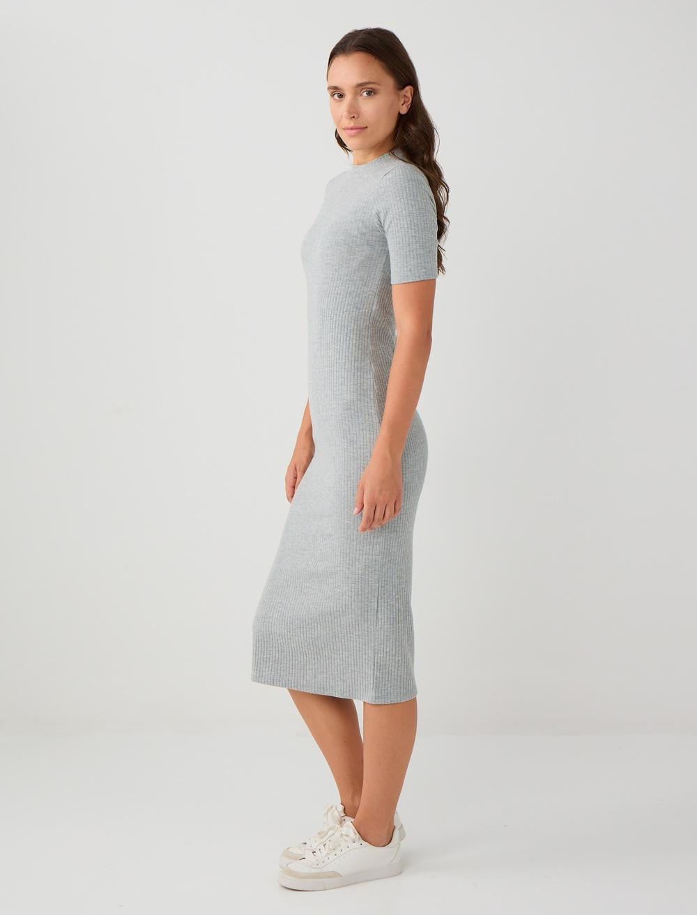 Crew Neck Short-Sleeve Dress - Grey - 5WW065575922