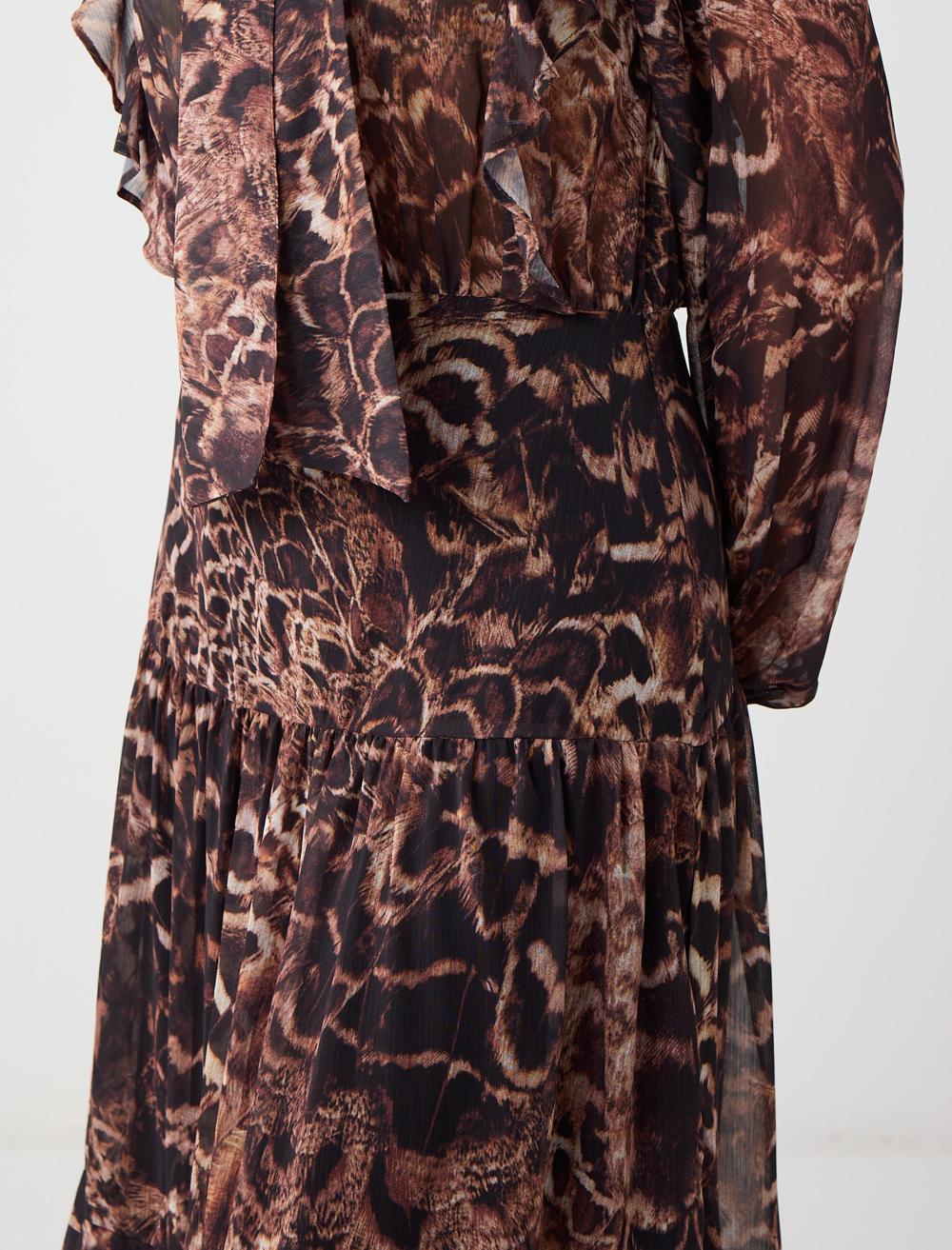 Loose Fit Long-Sleeve Dress - Bitter Brown - 5WW065740803