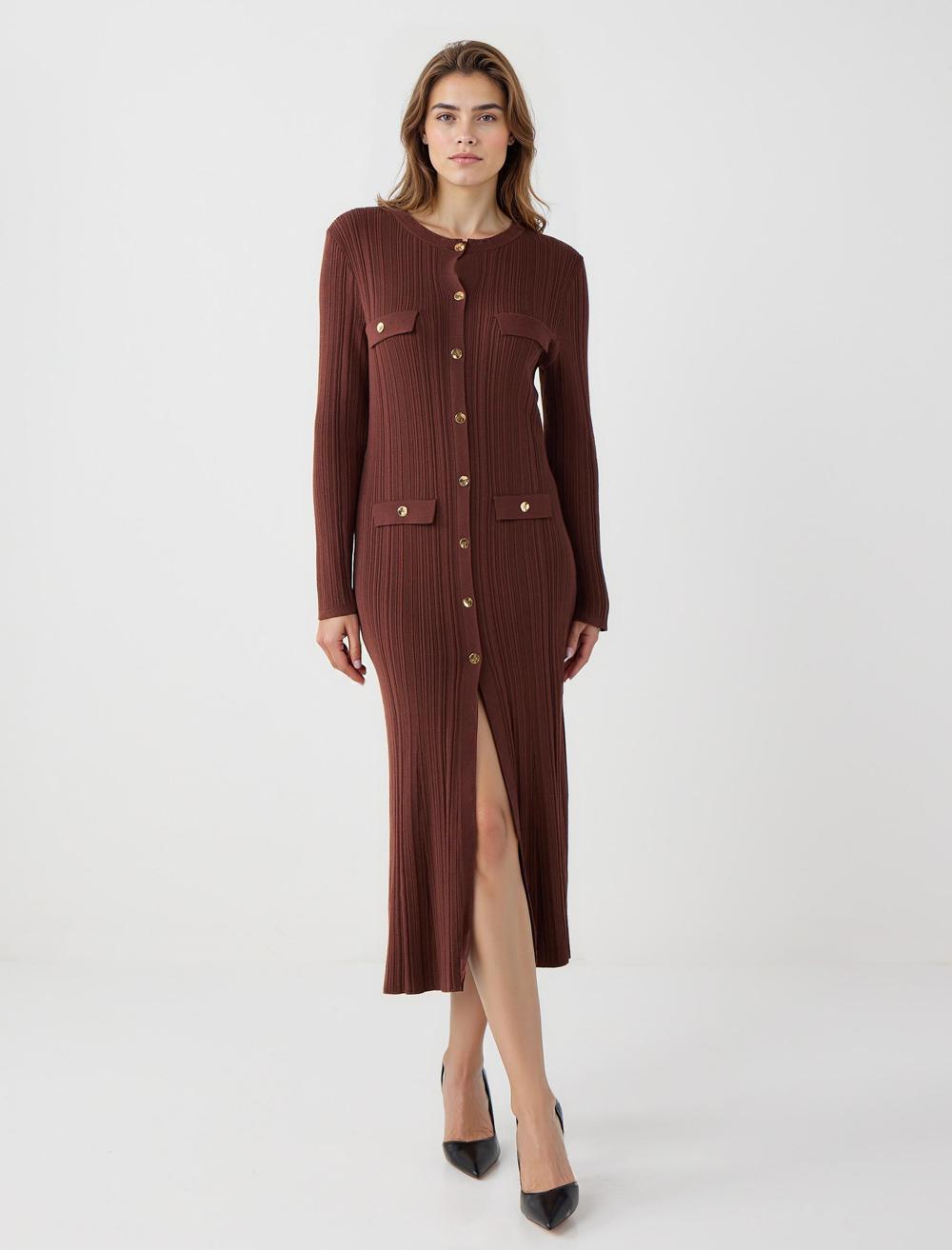 Slim Fit Crew Neck Long-Sleeve Dress - 5WW065866