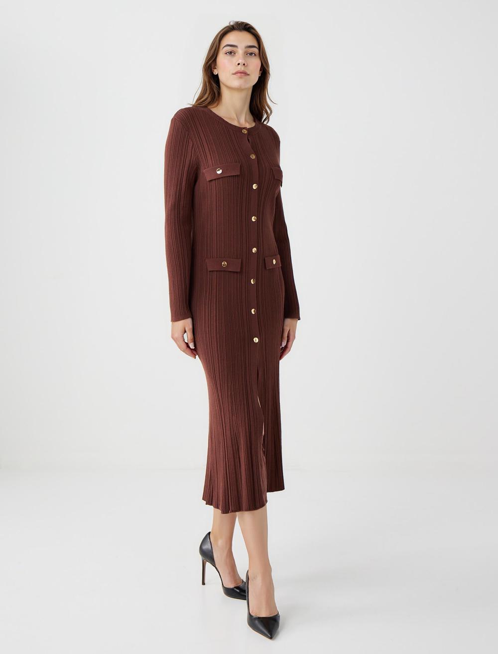 Slim Fit Crew Neck Long-Sleeve Dress - 5WW065866
