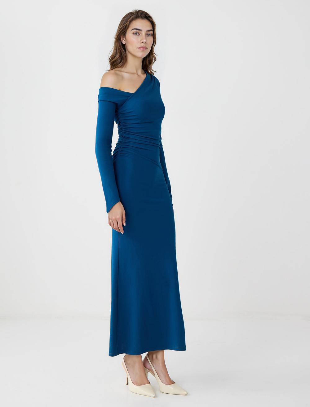 Slim Fit Long-Sleeve Dress - Dark Blue - 5WW065870427