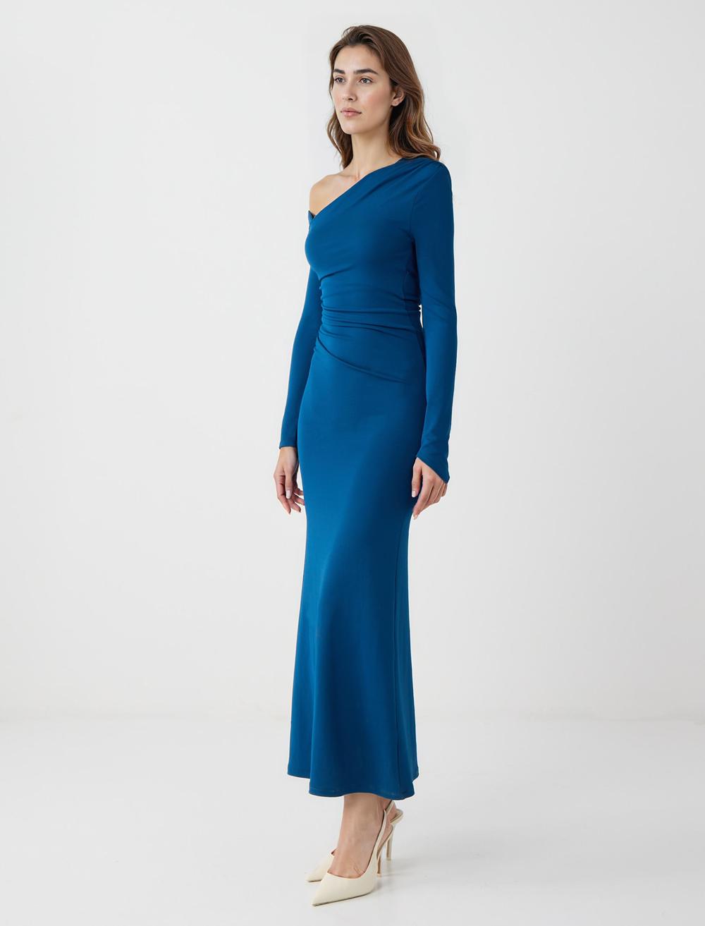 Slim Fit Long-Sleeve Dress - Dark Blue - 5WW065870427