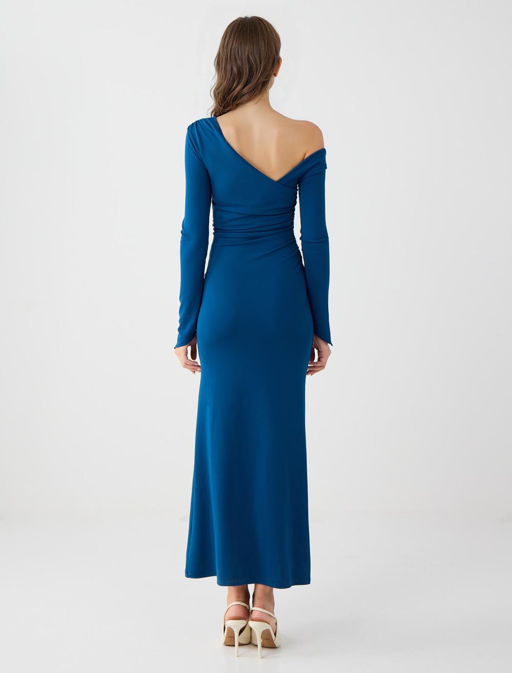 Slim Fit Long-Sleeve Dress - Dark Blue - 5WW065870427