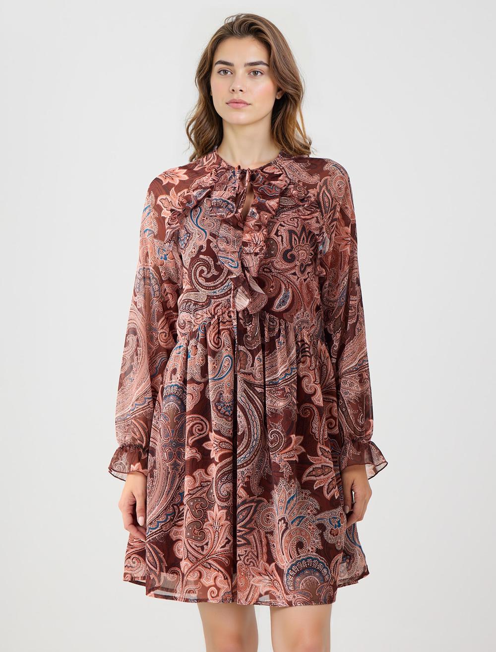 V-Neck Long-Sleeve Dress - 5WW066005