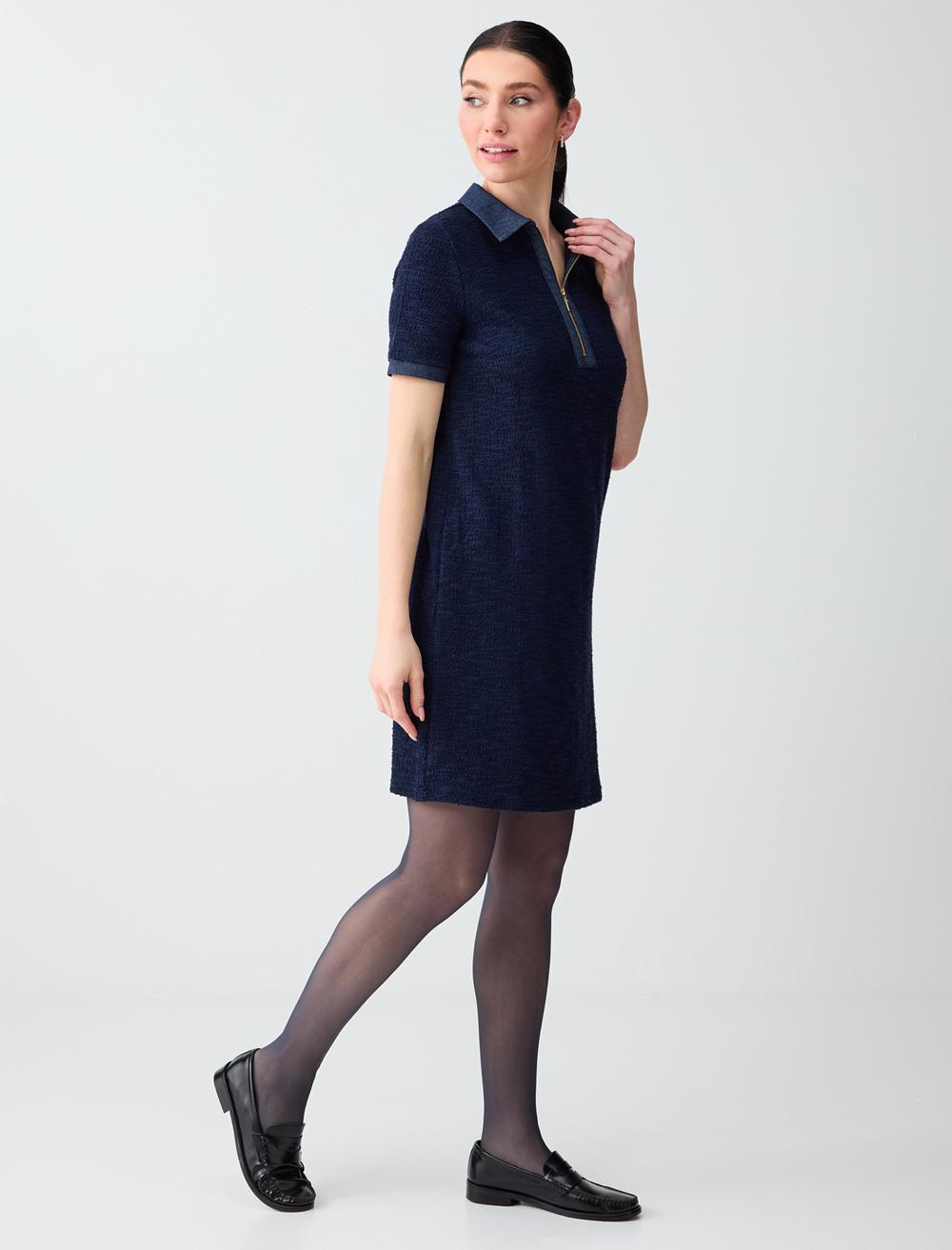 Ss Polo Midi Dress - Dark Blue