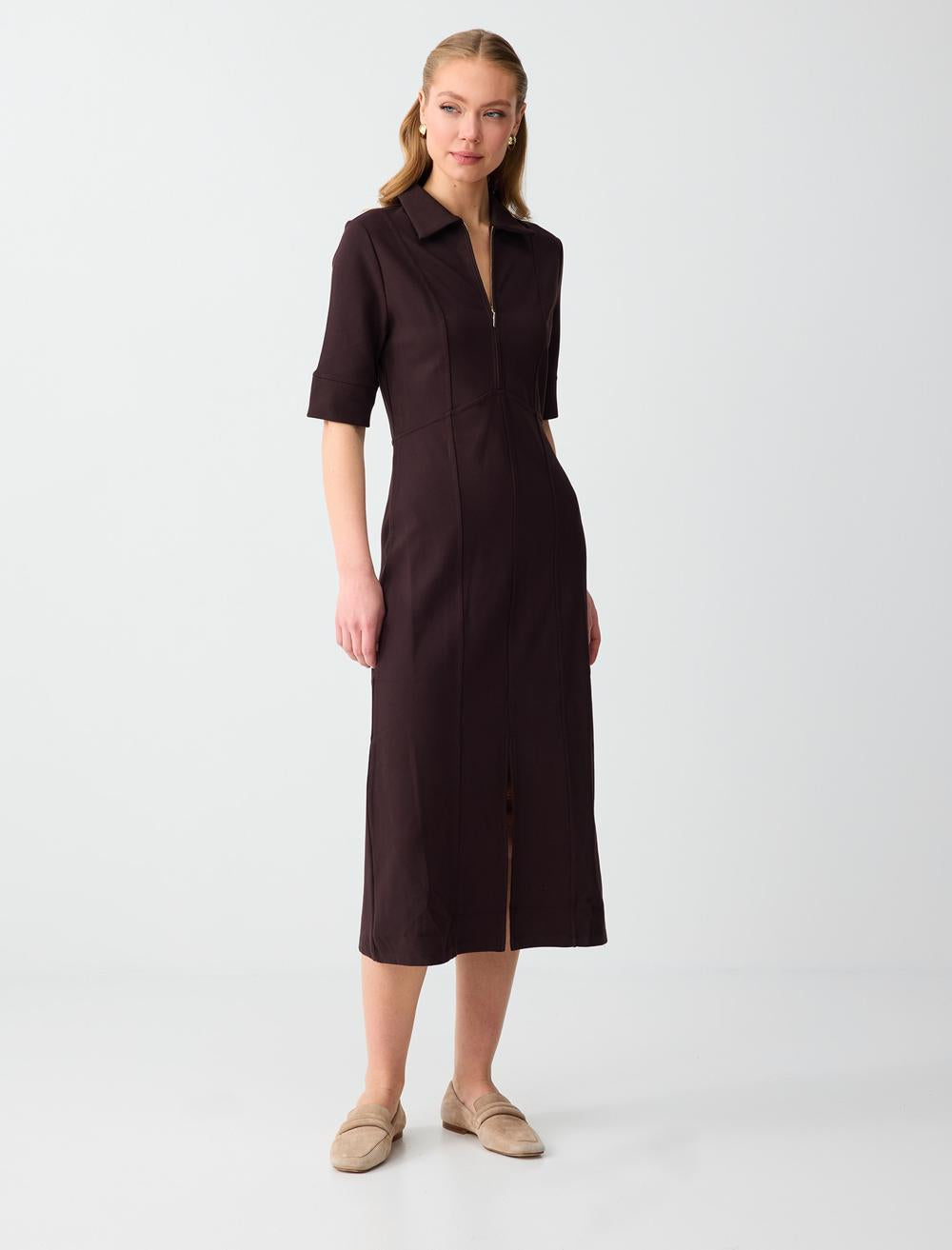 Ss Polo Midi Dress - Aci Kahve