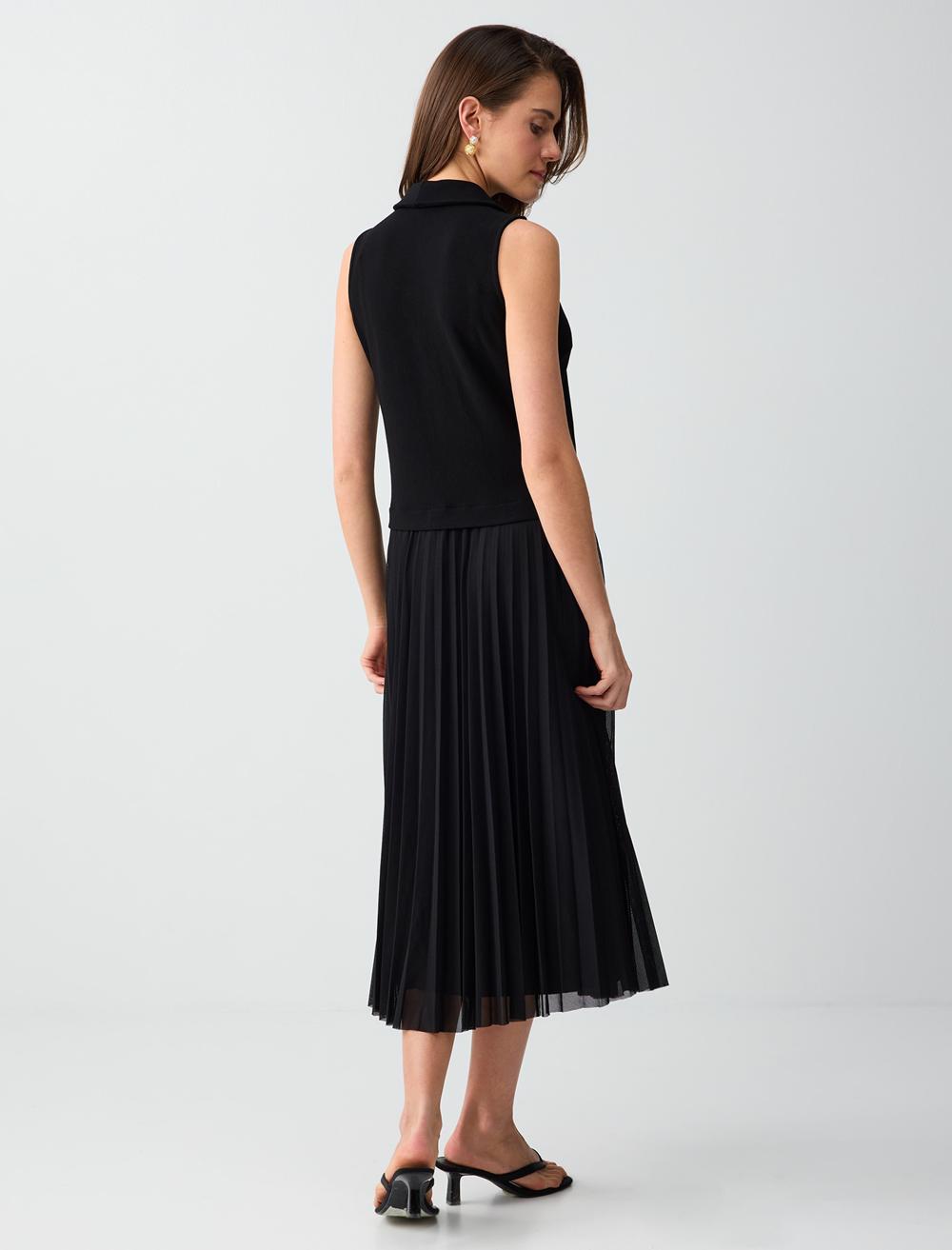 Normal Fit V-Neck Dress - Black - 6SW065513900