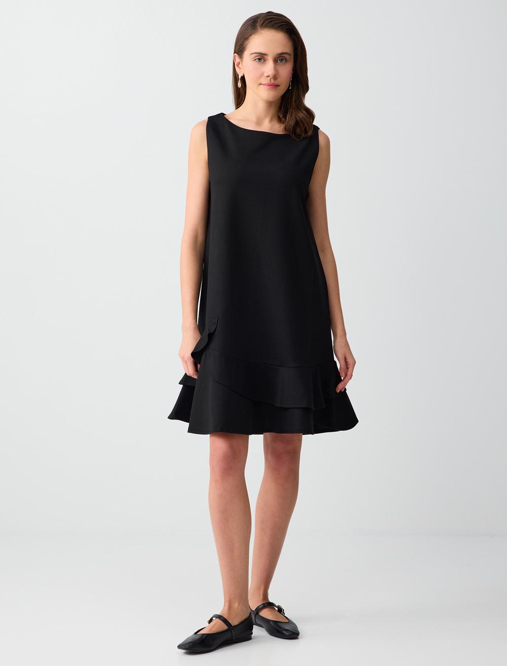 Loose Fit Off-The-Shoulder Dress - Black - 6SW066653900