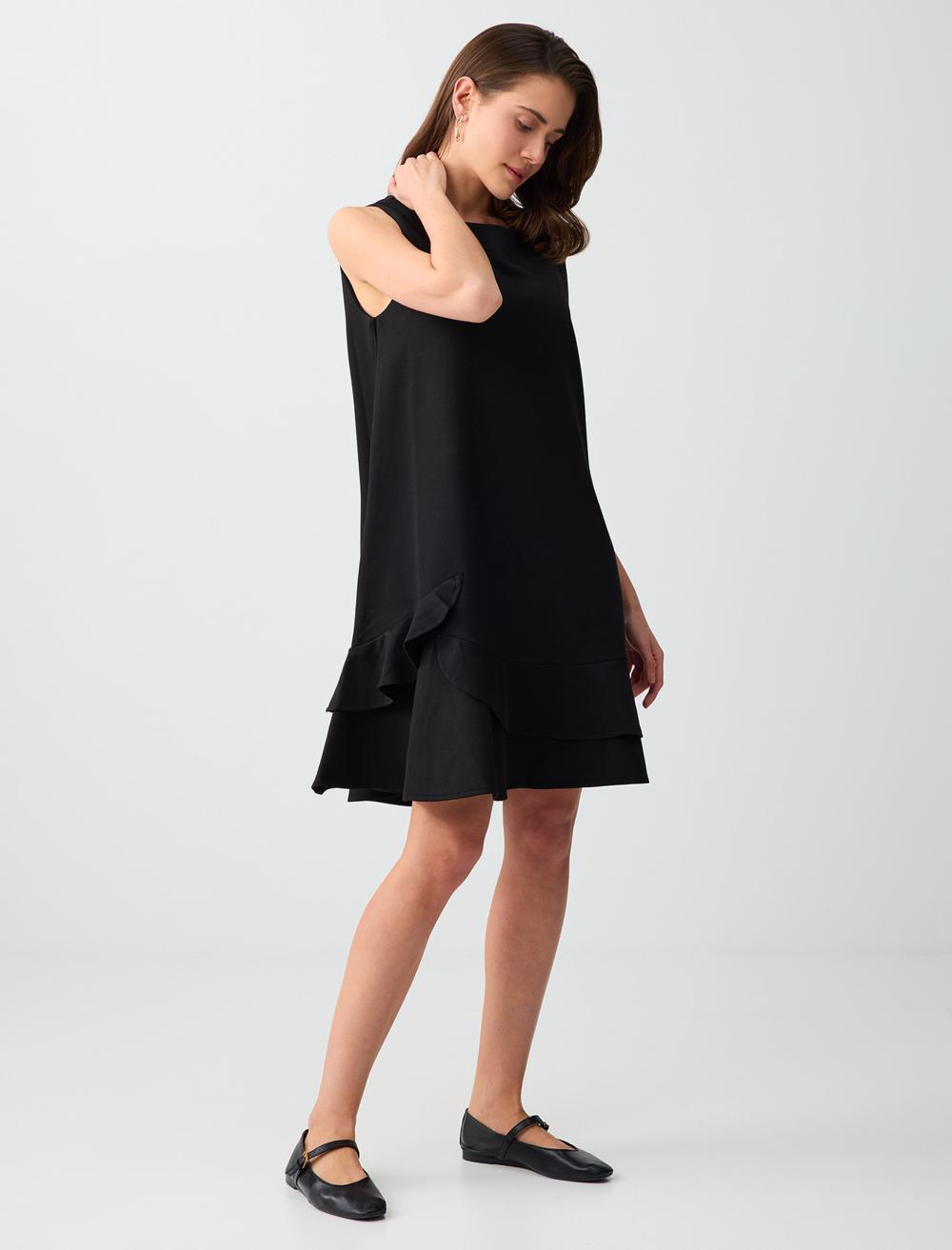 Loose Fit Off-The-Shoulder Dress - Black - 6SW066653900