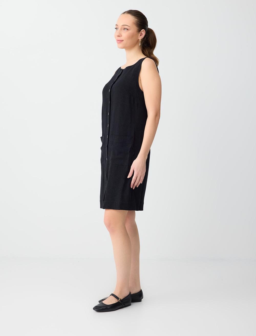 Slim Fit Square Neck Dress - Black - 6SW066762900