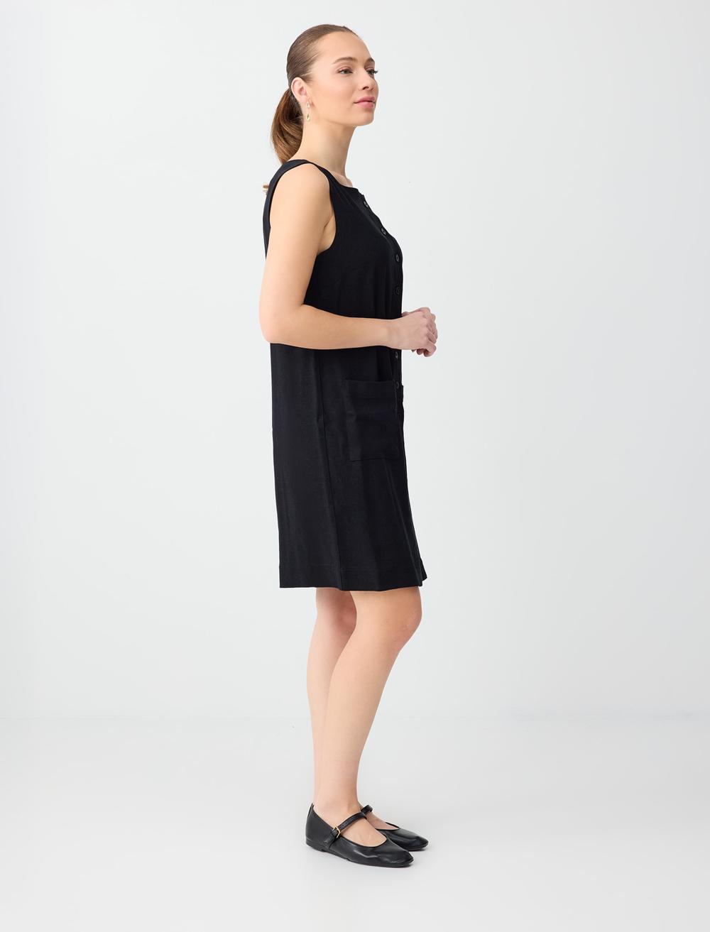 Slim Fit Square Neck Dress - Black - 6SW066762900