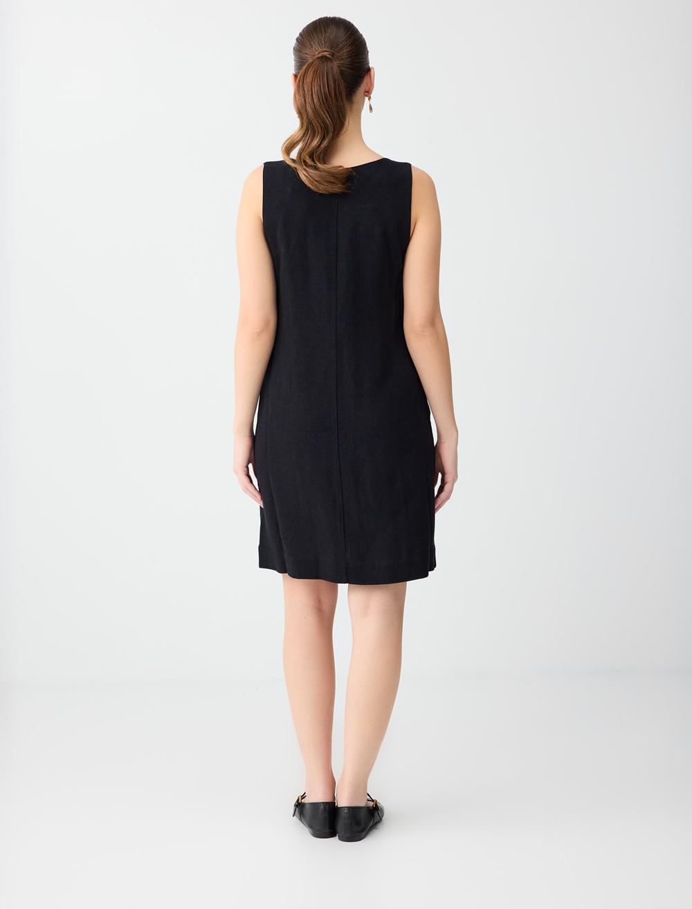 Slim Fit Square Neck Dress - Black - 6SW066762900