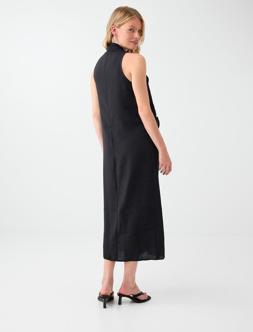 Normal Fit V-neck Sleeveless Dress - Black - 6SW067381900