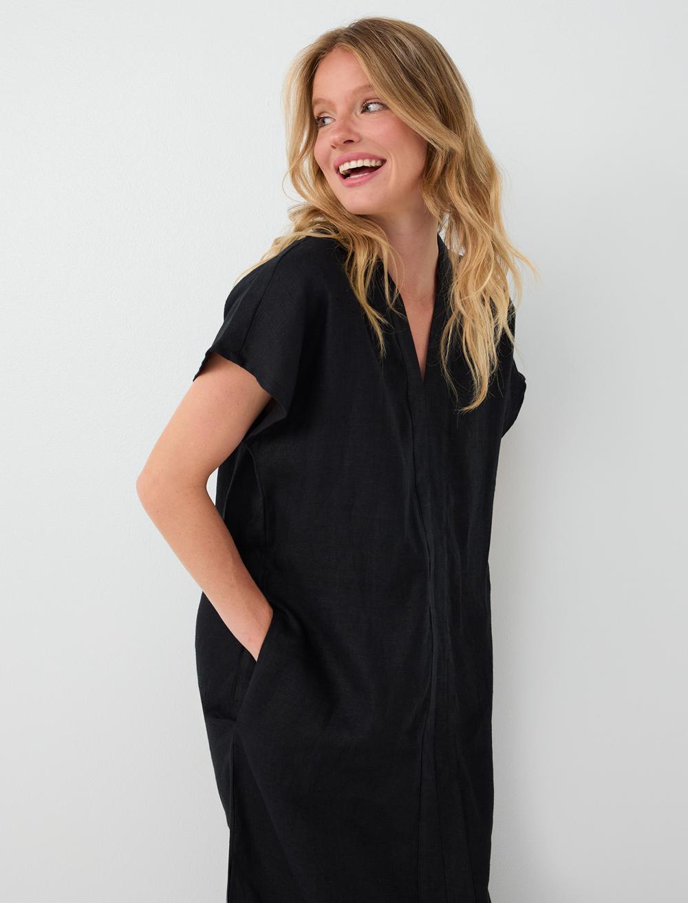 Normal Fit V-neck Dress - Black - 6SW067452900