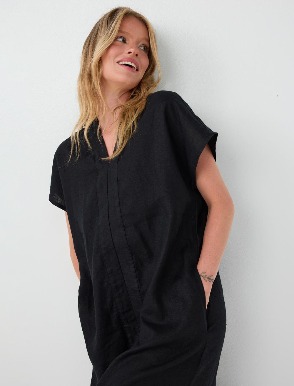 Normal Fit V-neck Dress - Black - 6SW067452900