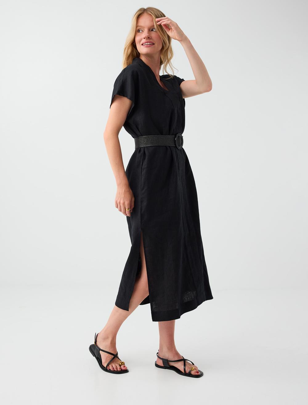 Normal Fit V-neck Dress - Black - 6SW067452900