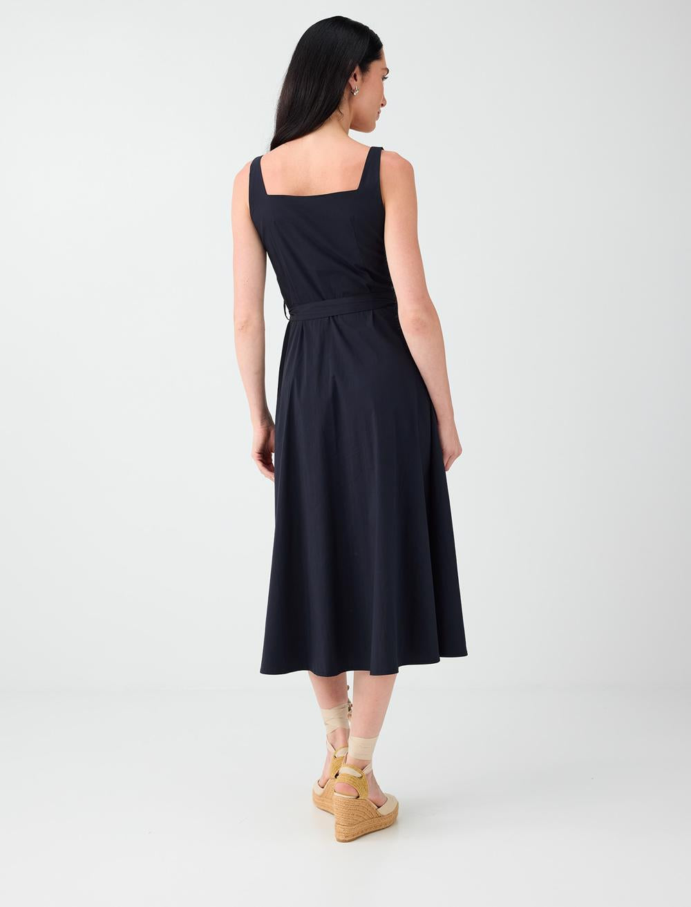 Normal Fit Square Neck Sleeveless Dress - Dark Blue - 6SW067523494