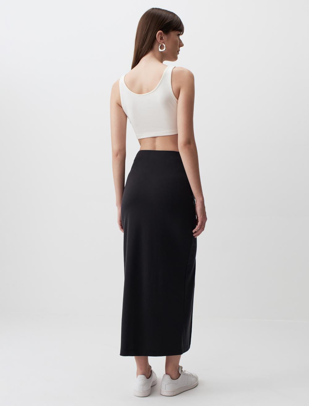 Slit Maxi Skirt with Knot Detail - 24SF044001