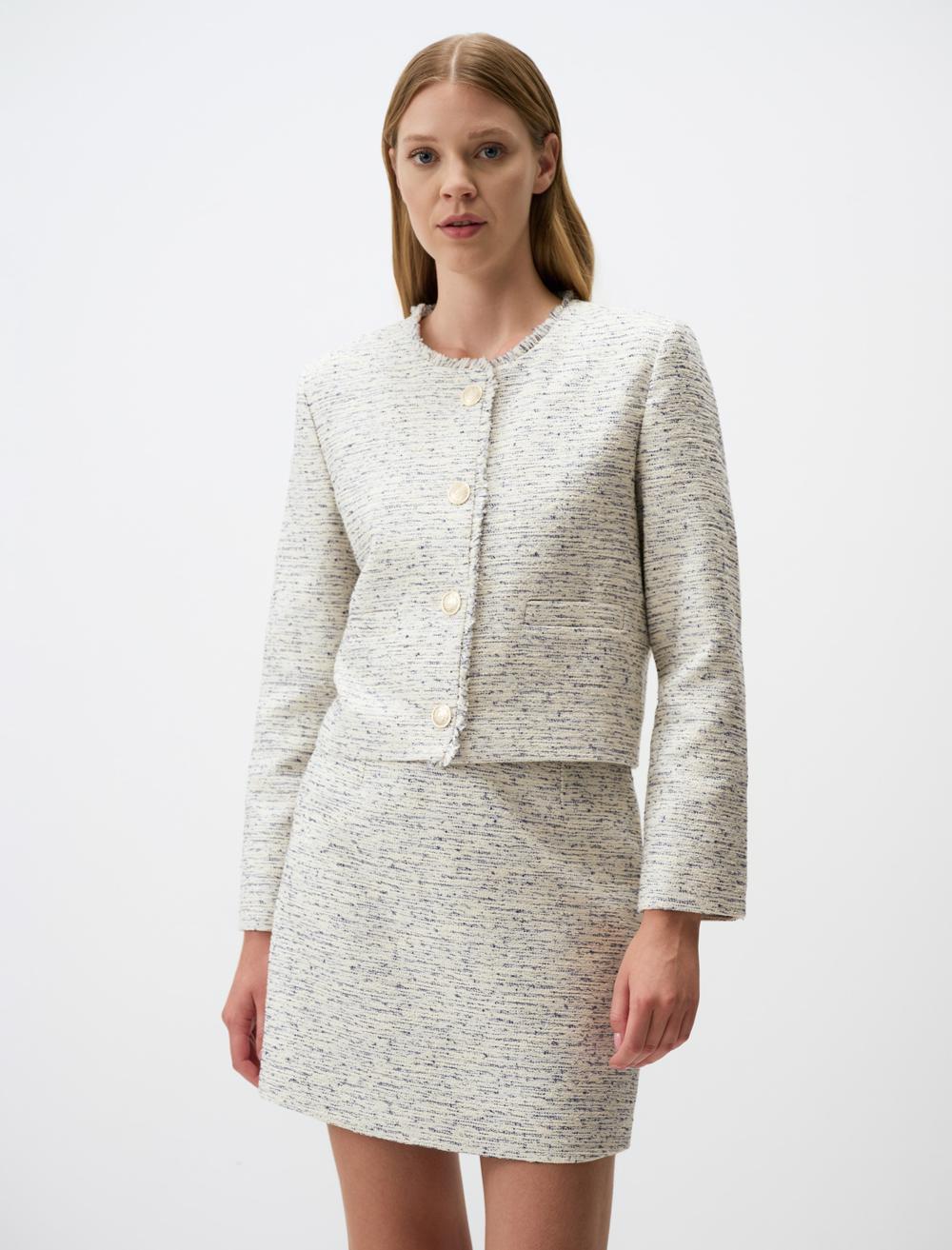 Straight Cut Patterned Mini Skirt