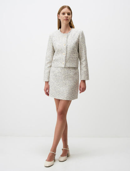 Straight Cut Patterned Mini Skirt