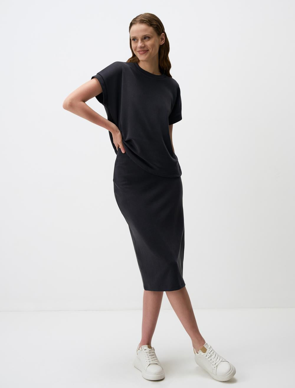 Regular Waist Elegant Straight Midi Skirt - 4WW02150995