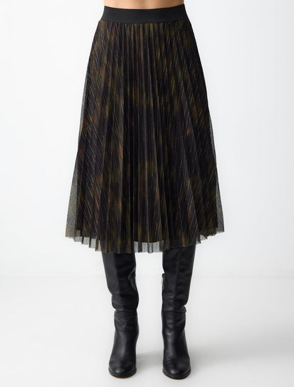 Relaxed Fit Regular Waist Tulle Detailed Knitted Midi Skirt