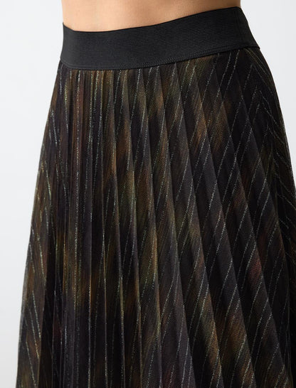 Relaxed Fit Regular Waist Tulle Detailed Knitted Midi Skirt