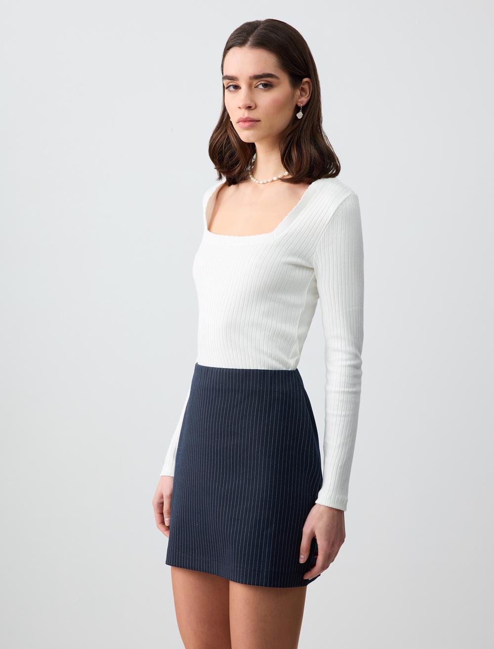 Slim Fit Skirt - Dark Blue - 5SW073636494