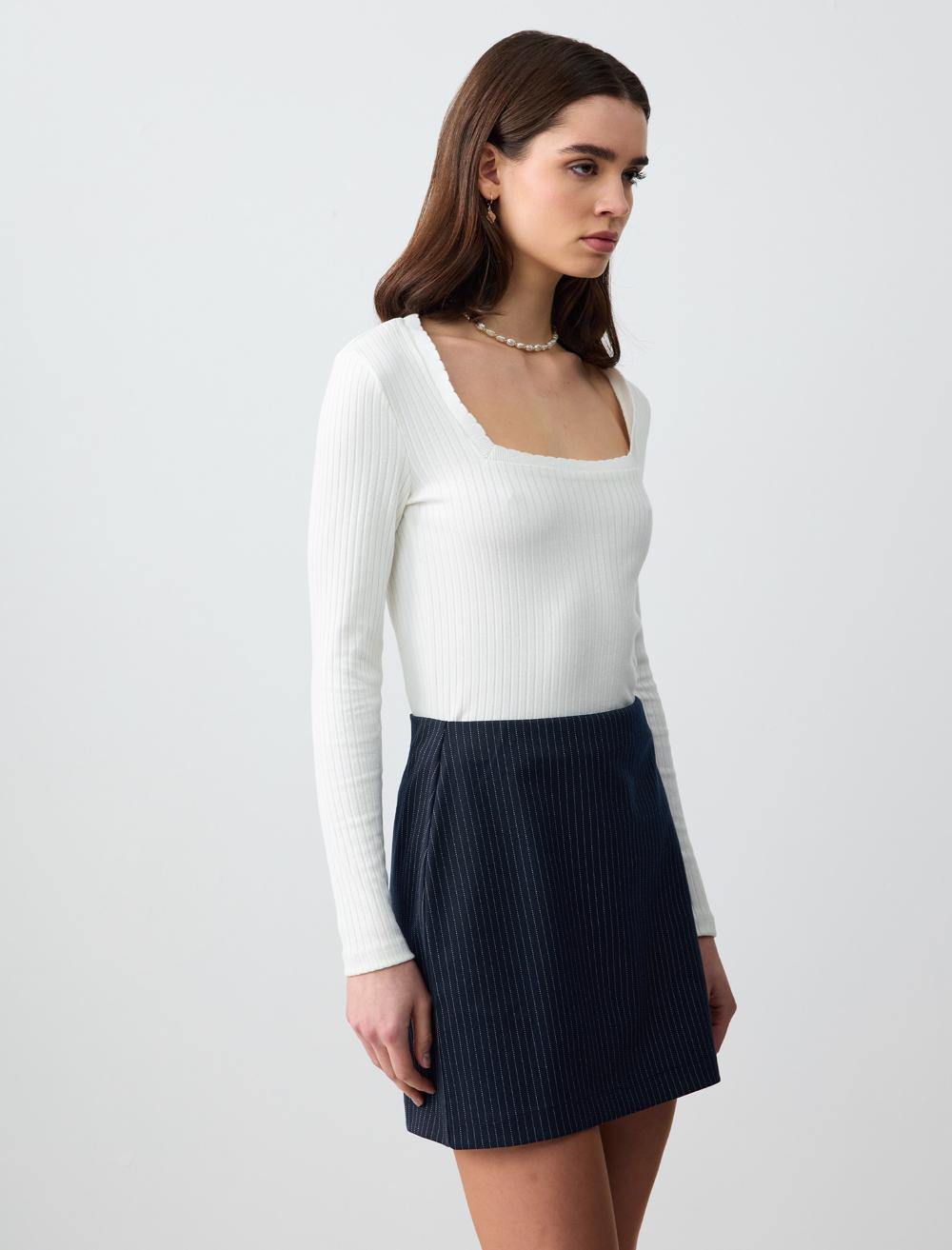 Slim Fit Skirt - Dark Blue - 5SW073636494