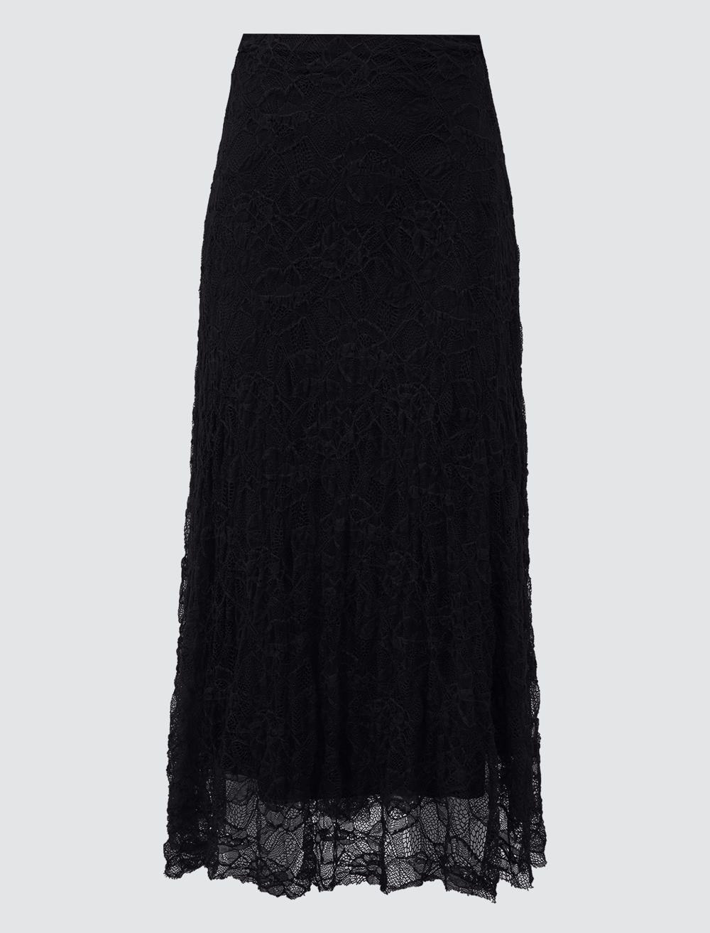 Midi Lace Skirt - Black